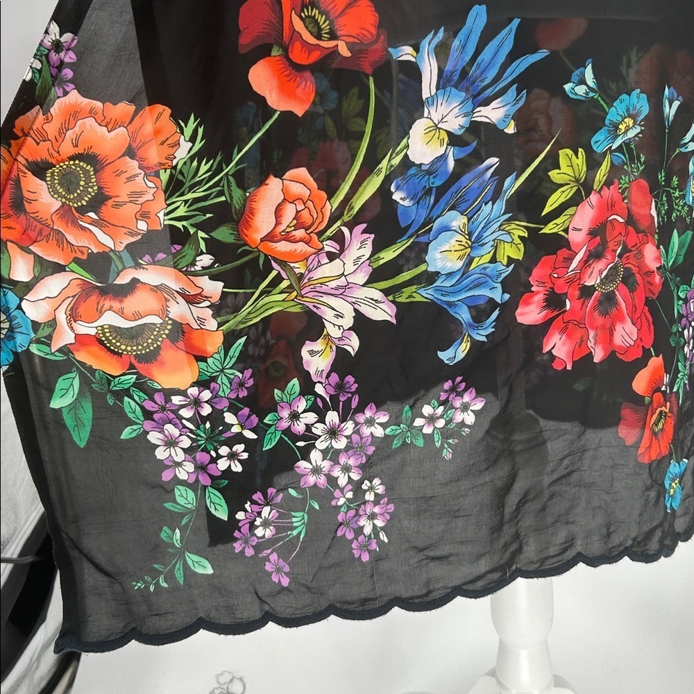 Johnny Was Black Dress with Multicolor Floral Georgette Dress, Size M - Picture 6 of 11
